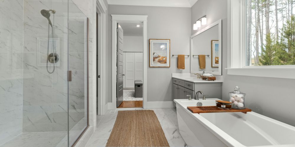 Accessible bathroom with a tub and walk-in shower in Ozark, MO